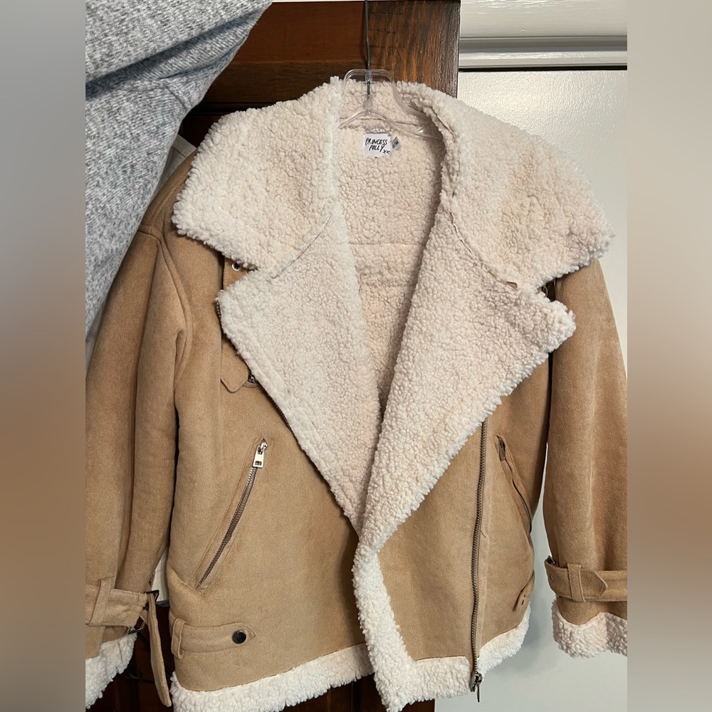 Free w purchase-Faux suede Sherpa lined slouchy bomber fits s-m